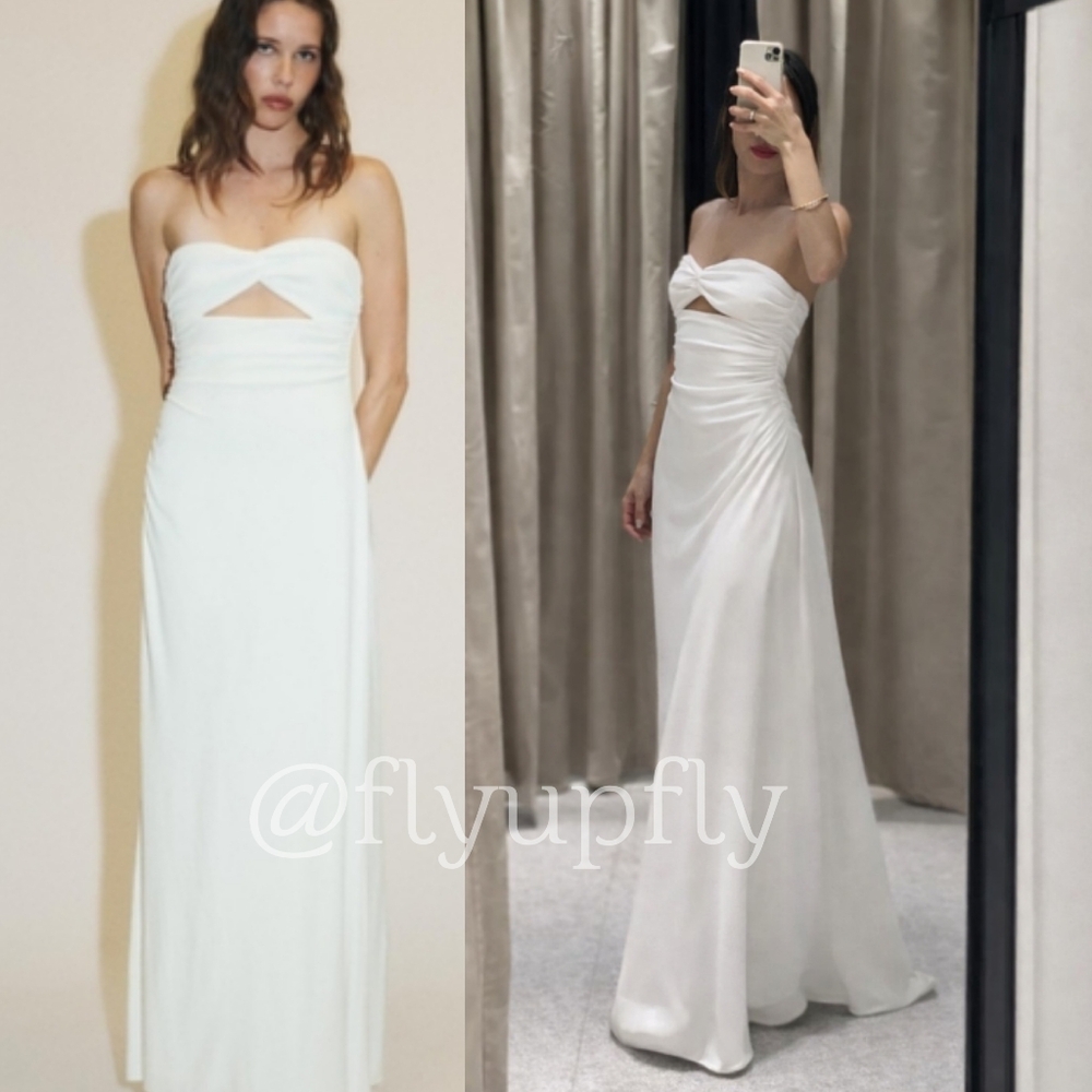 Zara  Strapless Maxi Dress White Size S